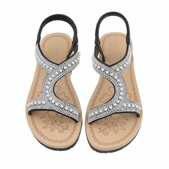 Dames sandalen met strass - zwart