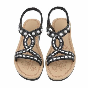 Dames sandalen met strass - zwart