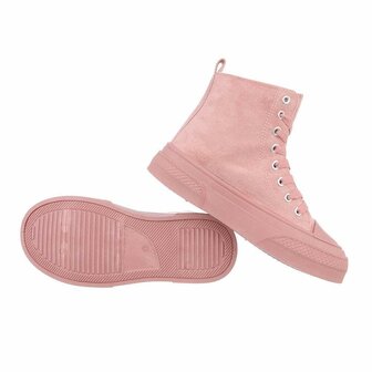 Dames sneakers / halfhoge gympen met hartje - roze