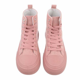 Dames sneakers / halfhoge gympen met hartje - roze