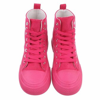Dames sneakers / halfhoge gympen met hartje - fuchsia roze