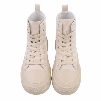 Dames sneakers / halfhoge gympen met hartje - beige