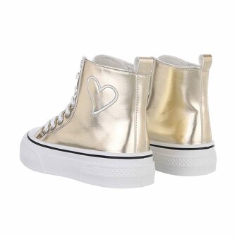 Dames sneakers / halfhoge gympen met hartje - goud