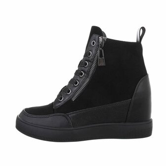 Dames wedge sneakers met sleehakken - zwart