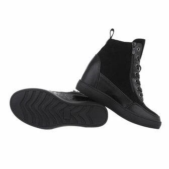 Dames wedge sneakers met sleehakken - zwart