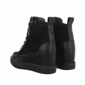 Dames wedge sneakers met sleehakken - zwart