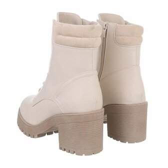 Dames veterlaarzen / laarsjes met veters - beige