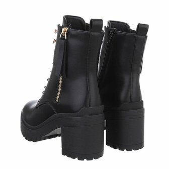Dames veterlaarzen / laarsjes met veters - zwart