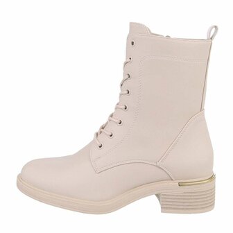 Dames enkellaarzen / veterboots laarsjes - beige