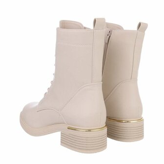 Dames enkellaarzen / veterboots laarsjes - beige