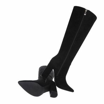 Dames high heels knielaarzen / hoge laarzen - zwart