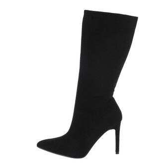 Dames hoge laarzen / kuitlaarzen high heels - zwart