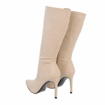 Dames hoge laarzen / kuitlaarzen high heels - beige