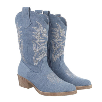 Dames halfhoge cowboy laarzen / western kuitlaarzen jeans spijkerstof - lichtblauw denim