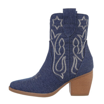 Dames cowboy enkellaarzen / western laarsjes jeans spijkerstof - donkerblauw denim