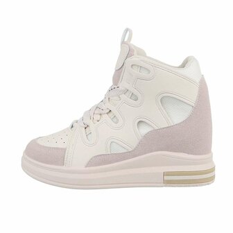 Dames wedge sneakers met sleehakken - cr&egrave;me / beige