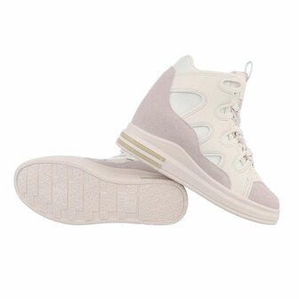 Dames wedge sneakers met sleehakken - cr&egrave;me / beige