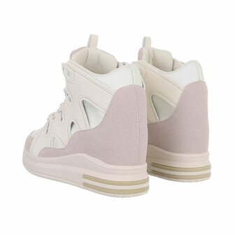 Dames wedge sneakers met sleehakken - cr&egrave;me / beige