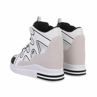 Dames wedge sneakers met sleehakken - wit / beige