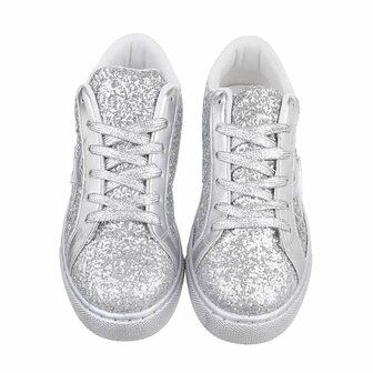 Dames sneakers / lage gympen met glitter - zilver