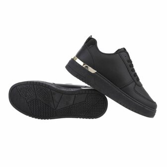 Dames sneakers / lage gympen met panterprint - zwart