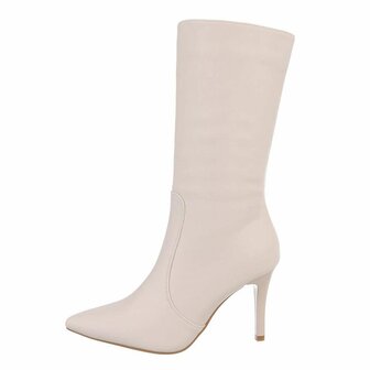 Dames hoge laarzen / high heels kuitlaarzen - beige