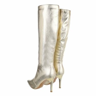 Dames hoge laarzen / high heels knielaarzen - goud