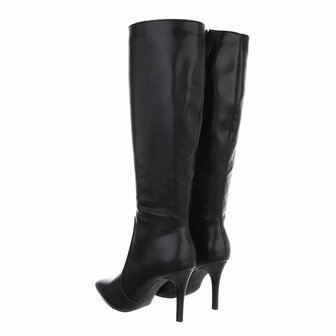 Dames hoge laarzen / high heels knielaarzen - zwart