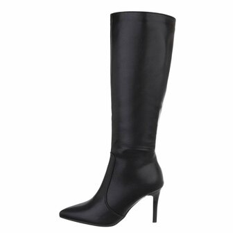 Dames hoge laarzen / high heels knielaarzen - zwart