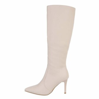 Dames hoge laarzen / high heels knielaarzen - beige