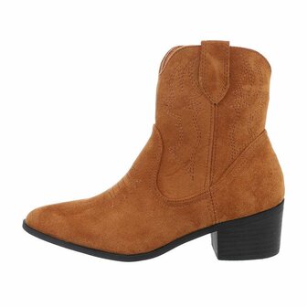 Dames cowboy enkellaarzen / western laarsjes su&egrave;de-look - camel bruin