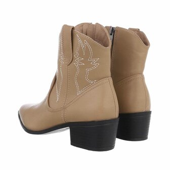 Dames cowboy enkellaarzen / western laarsjes - lichtbruin khaki