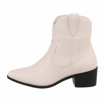 Dames cowboy enkellaarzen / western laarsjes - beige