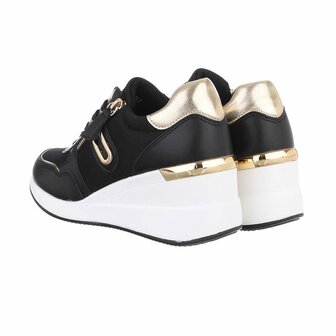 Dames wedge sneakers met sleehakken - zwart