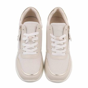 Dames wedge sneakers met sleehakken - beige