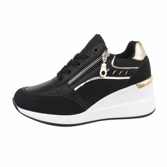 Dames wedge sneakers met sleehakken - zwart