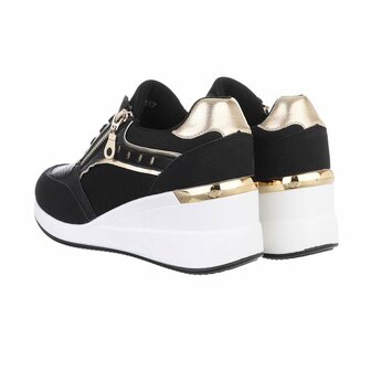 Dames wedge sneakers met sleehakken - zwart