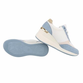 Dames wedge sneakers met sleehakken - blauw