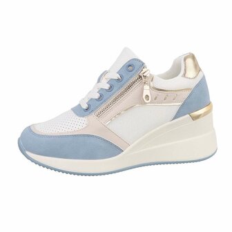 Dames wedge sneakers met sleehakken - blauw