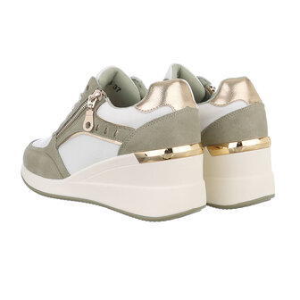 Dames wedge sneakers met sleehakken - olijf groen