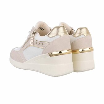 Dames wedge sneakers met sleehakken - beige