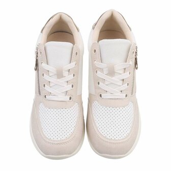 Dames wedge sneakers met sleehakken - beige