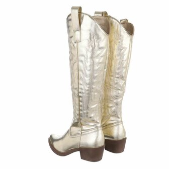 Dames hoge cowboy laarzen / western knielaarzen - goud