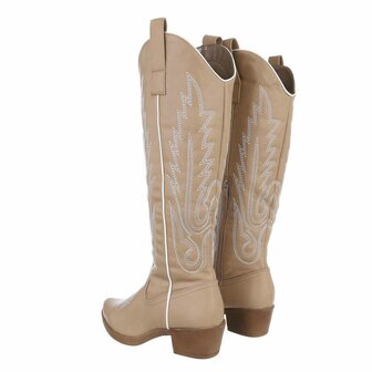 Dames hoge cowboy laarzen / western knielaarzen - bruin khaki