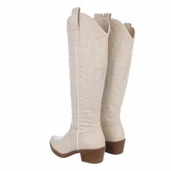 Dames hoge cowboy laarzen / western knielaarzen - beige