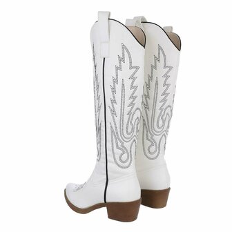 Dames hoge cowboy laarzen / western knielaarzen - wit