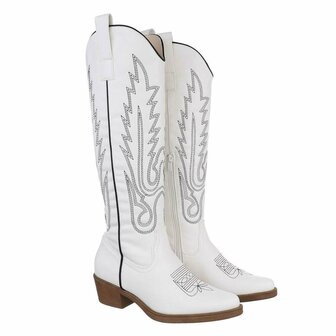 Dames hoge cowboy laarzen / western knielaarzen - wit