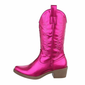 Dames cowboy laarzen / western kuitlaarzen - metallic fuchsia roze
