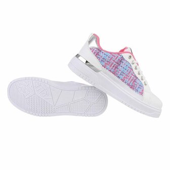 Dames sneakers / lage gympen - wit / roze multicolor