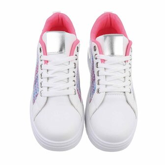 Dames sneakers / lage gympen - wit / roze multicolor